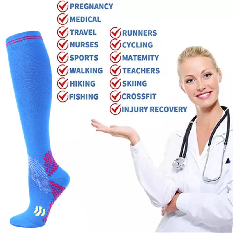 1 Pair Compression Socks - Medical, Nursing, Athletic, Pregnancy, Varicose Veins Support