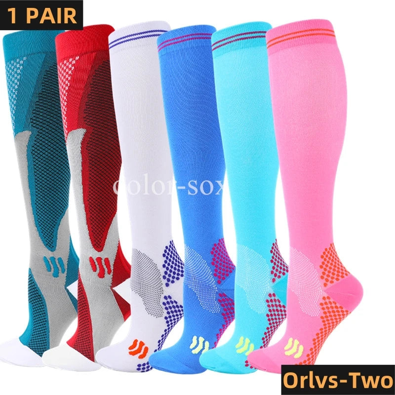 1 Pair Compression Socks - Medical, Nursing, Athletic, Pregnancy, Varicose Veins Support