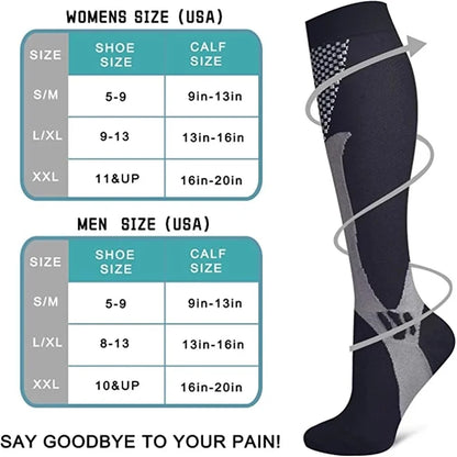 1 Pair Compression Socks - Medical, Nursing, Athletic, Pregnancy, Varicose Veins Support